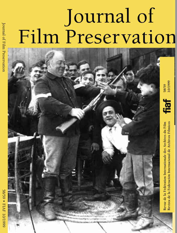 JOURNAL OF FILM PRESERVATION magazine side cover Issue 58-9 October 1999