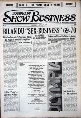 JOURNAL DU SHOW BUSINESS magazine side cover Issue 81 3 July 1970