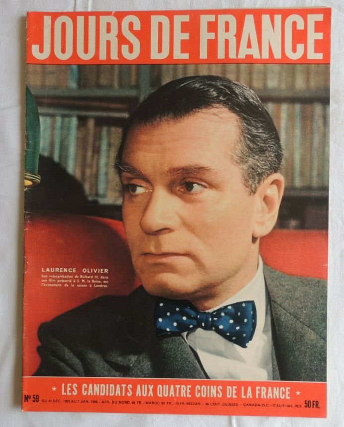 JOURS DE FRANCE magazine side cover Issue 59 31 December 1955