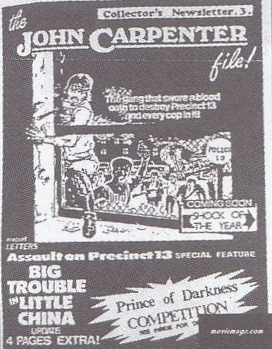 JOHN CARPENTER FILE magazine side cover Issue 3  1988