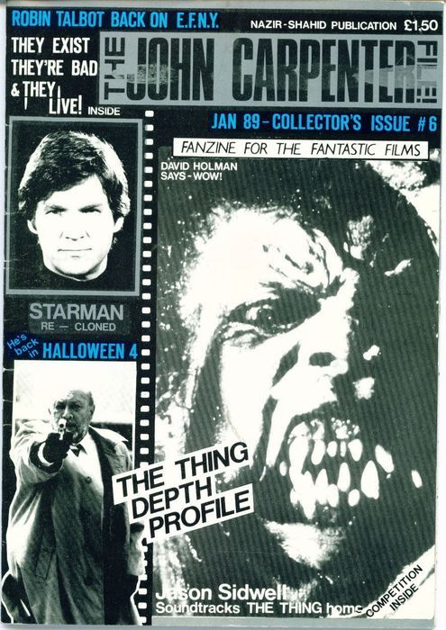 JOHN CARPENTER FILE magazine side cover Issue 6 January 1989