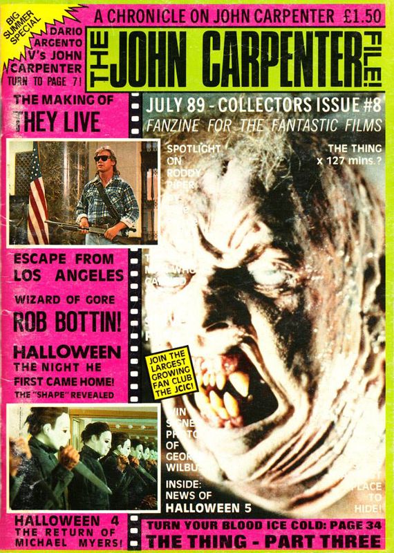 JOHN CARPENTER FILE magazine side cover Issue 8 July 1989