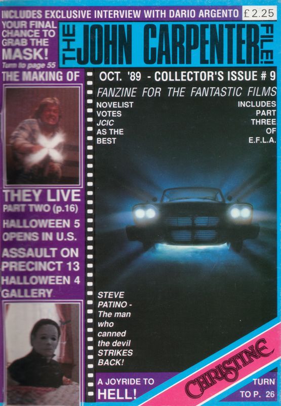 JOHN CARPENTER FILE magazine side cover Issue 9 October 1989