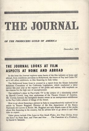 JOURNAL OF THE PRODUCERS GUILD OF AMERICA magazine side cover December 1972