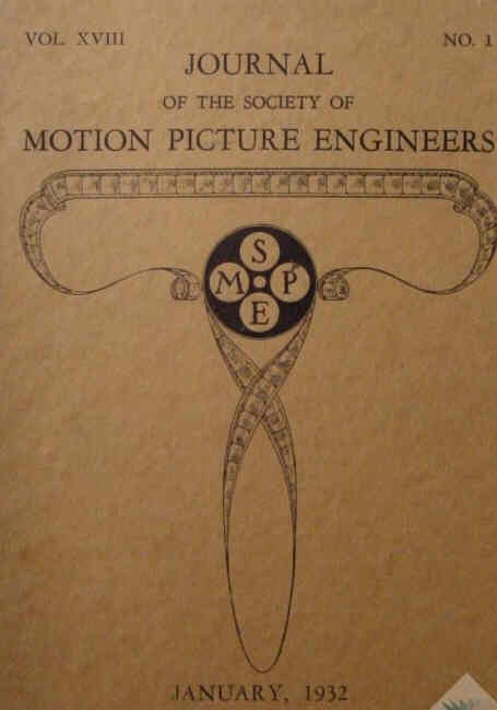 JOURNAL OF THE SOCIETY OF MOTION PICTURE ENGINEERS magazine side cover  January 1932