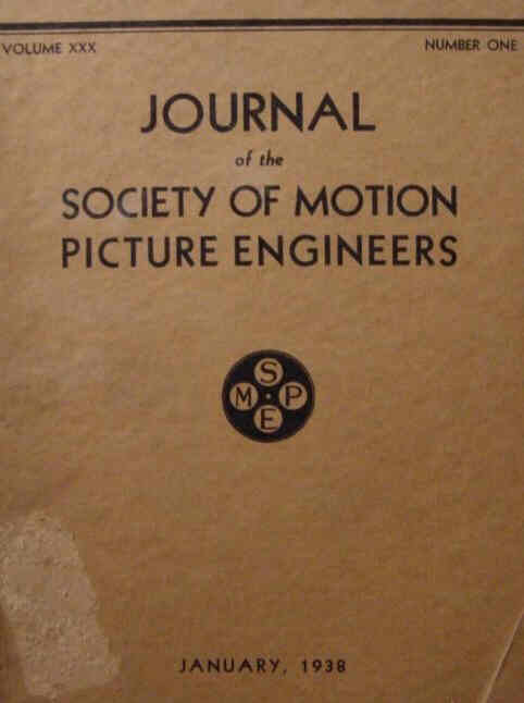 JOURNAL OF THE SOCIETY OF MOTION PICTURE ENGINEERS magazine side cover  January 1938