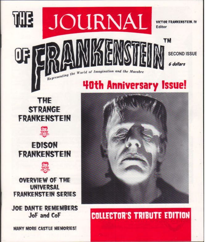 JOURNAL OF FRANKENSTEIN magazine side cover Issue 2 March 1999