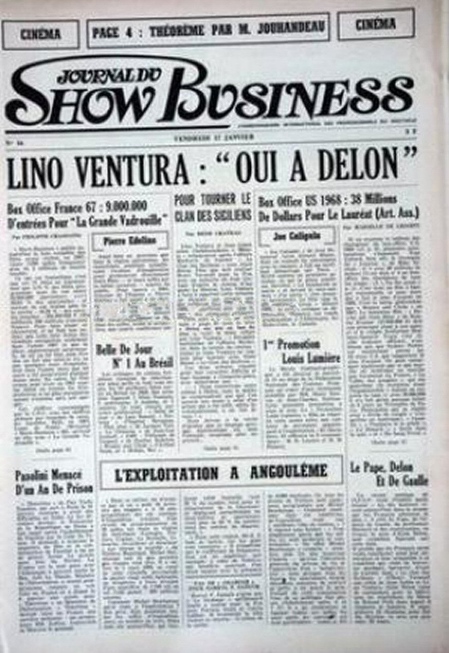 JOURNAL DU SHOW BUSINESS magazine side cover Issue 16 17 January 1969