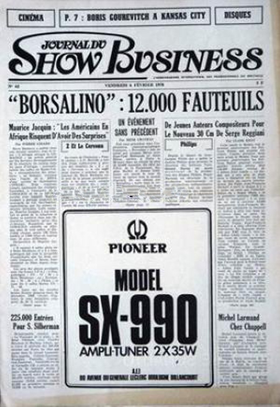 JOURNAL DU SHOW BUSINESS magazine side cover Issue 62 6 February 1970