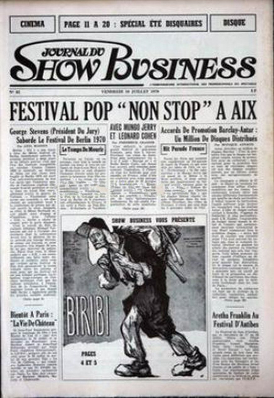 JOURNAL DU SHOW BUSINESS magazine side cover Issue 82 10 July 1970