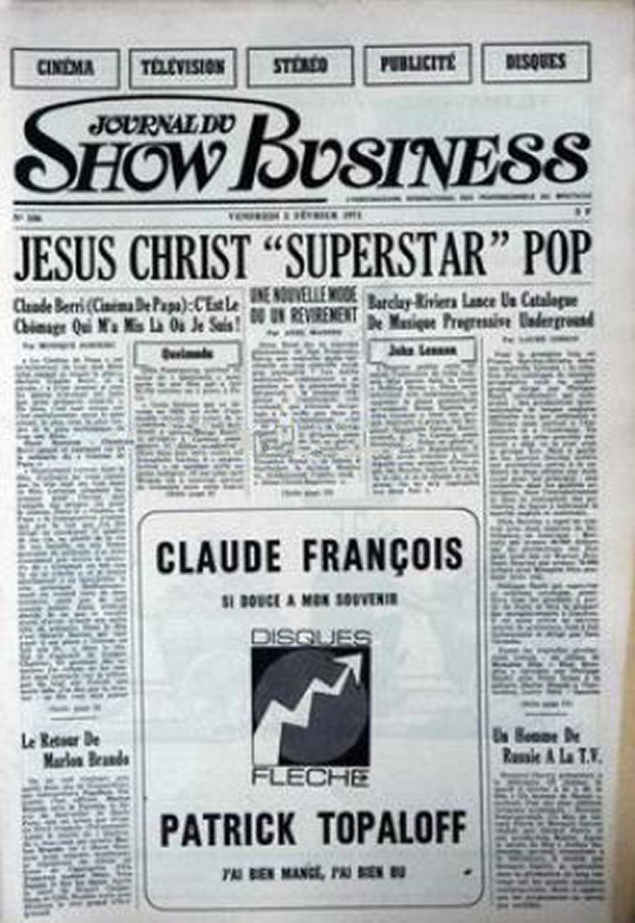 JOURNAL DU SHOW BUSINESS magazine side cover Issue 106 5 February 1971