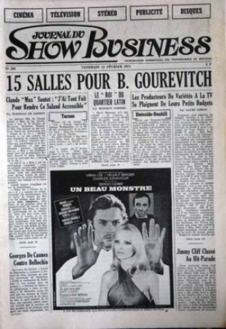 JOURNAL DU SHOW BUSINESS magazine side cover Issue 107 12 February 1971