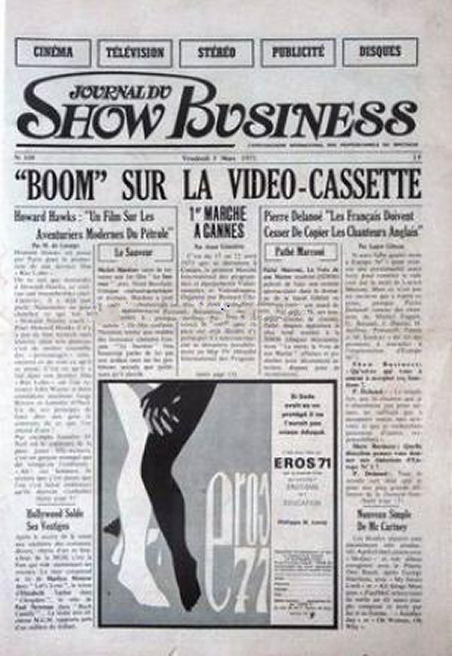 JOURNAL DU SHOW BUSINESS magazine side cover Issue 110 5 March 1971
