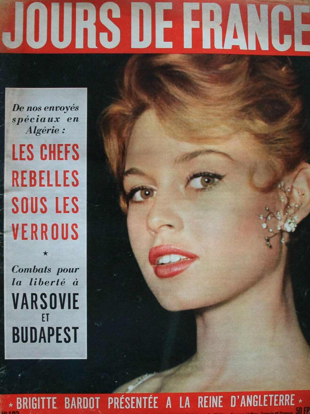 JOURS DE FRANCE magazine side cover Issue 103 3 November 1956