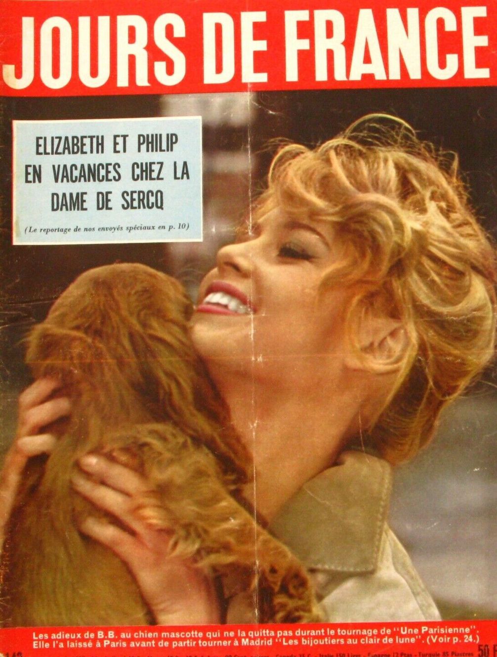 JOURS DE FRANCE magazine side cover Issue 143 10 August 1957