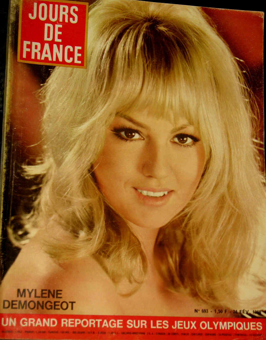 JOURS DE FRANCE magazine side cover Issue 693 24 February 1968