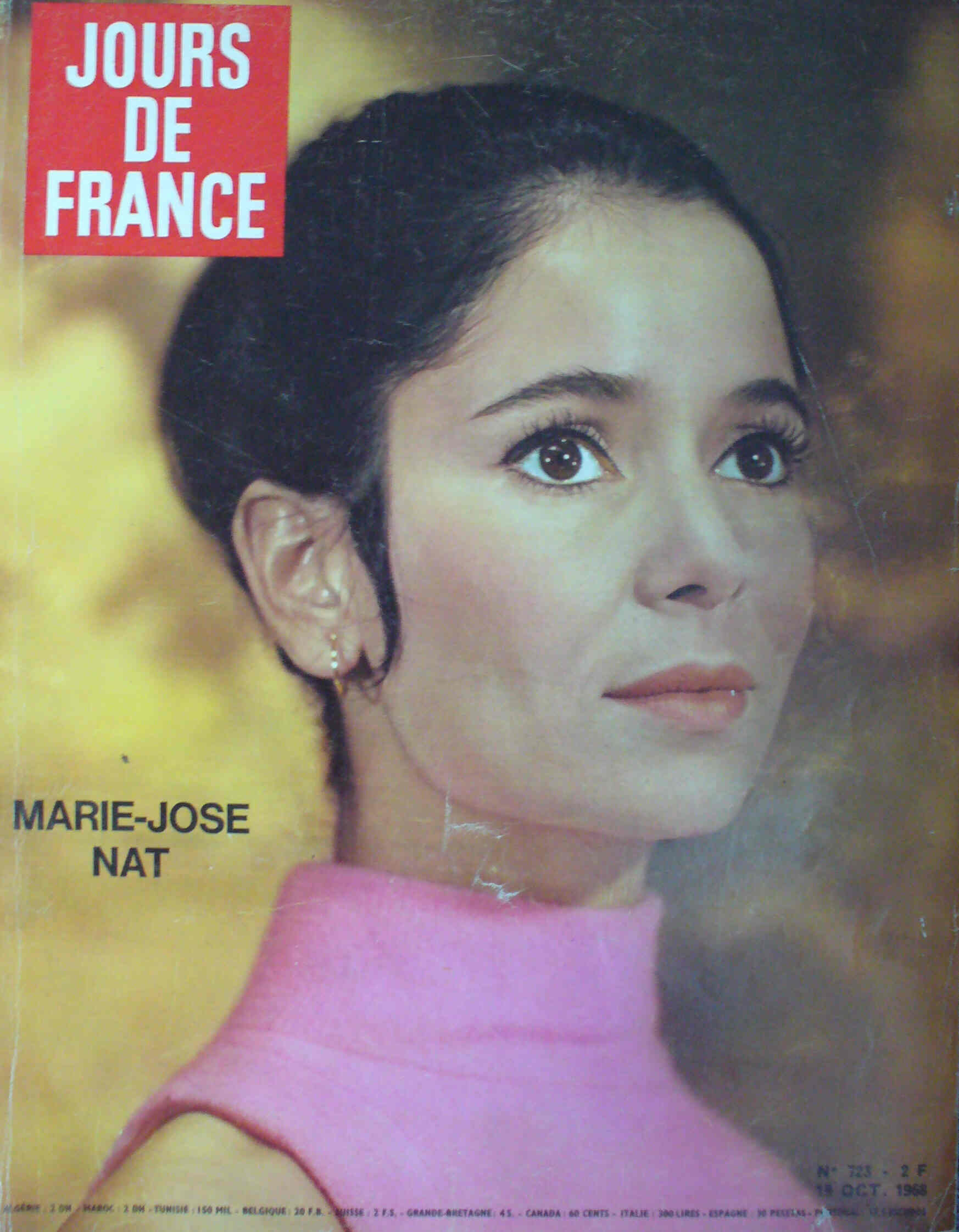 JOURS DE FRANCE magazine side cover Issue 723 19 October 1968