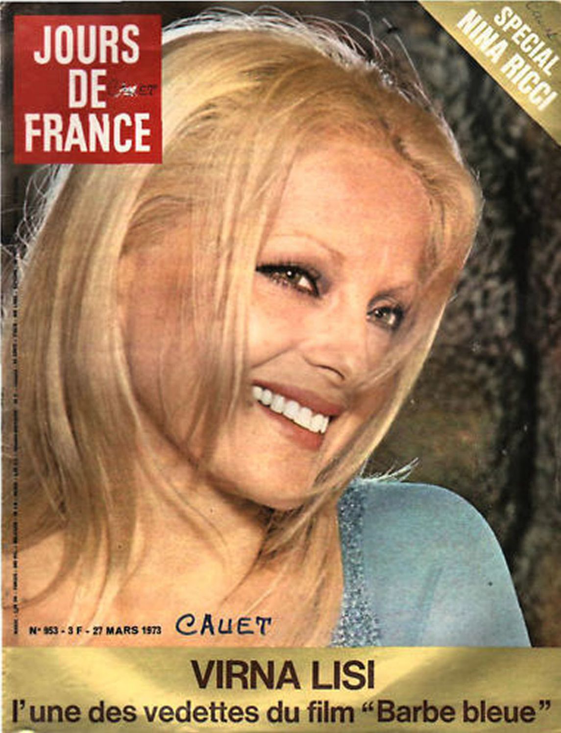 JOURS DE FRANCE magazine side cover Issue 953 27 March 1973
