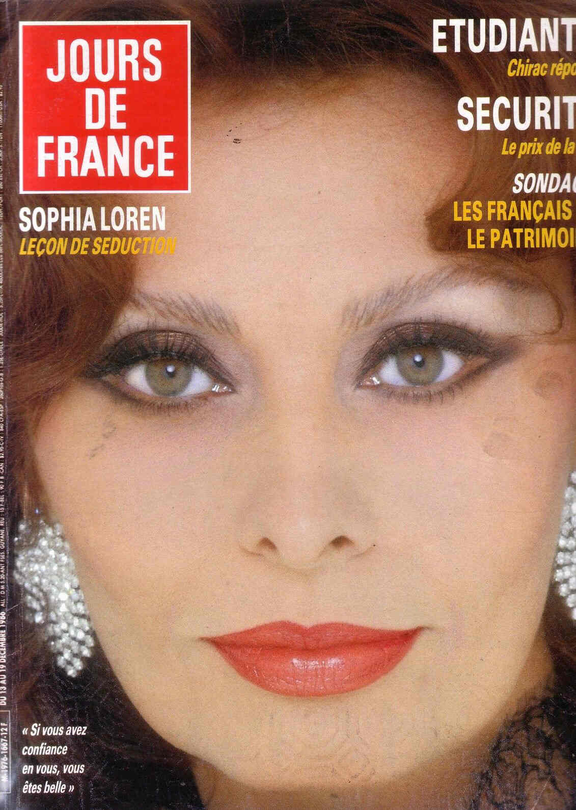 JOURS DE FRANCE magazine side cover Issue 1667 13 December 1986