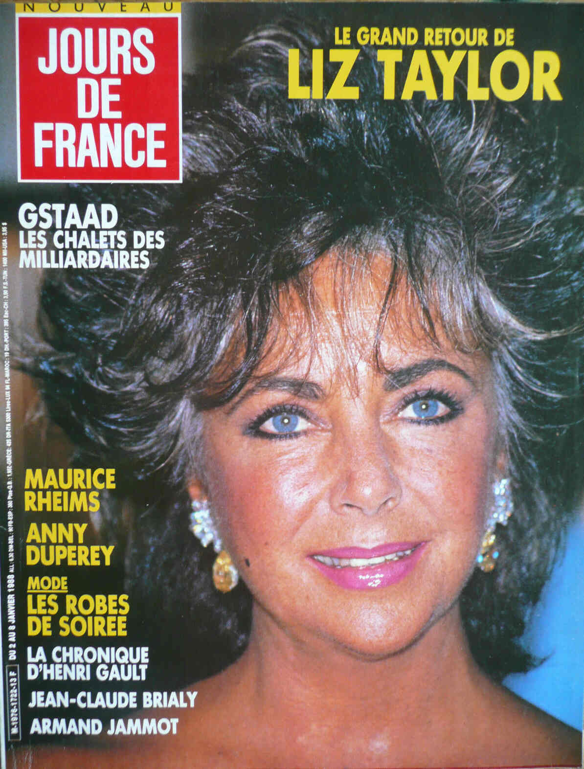 JOURS DE FRANCE magazine side cover Issue 1722 2 January 1988