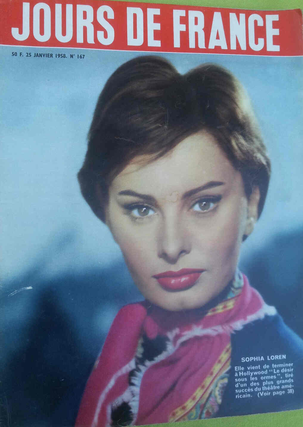 JOURS DE FRANCE magazine side cover Issue 167 25 January 1958