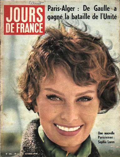 JOURS DE FRANCE magazine side cover Issue 206 25 October 1958