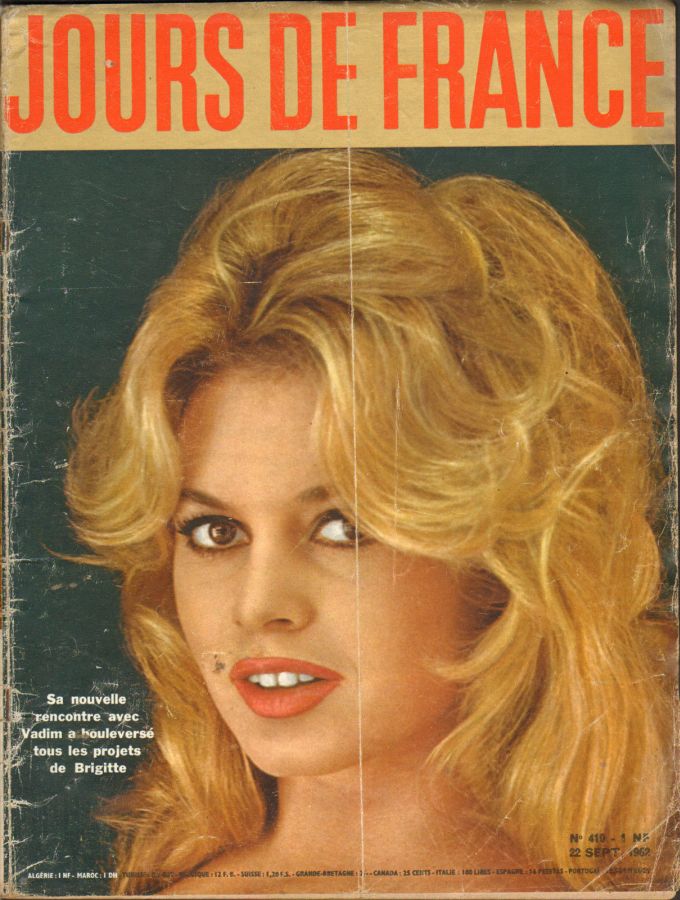 JOURS DE FRANCE magazine side cover Issue 410 22 September 1962