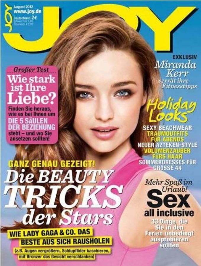 JOY GERMANY magazine side cover  August 2012