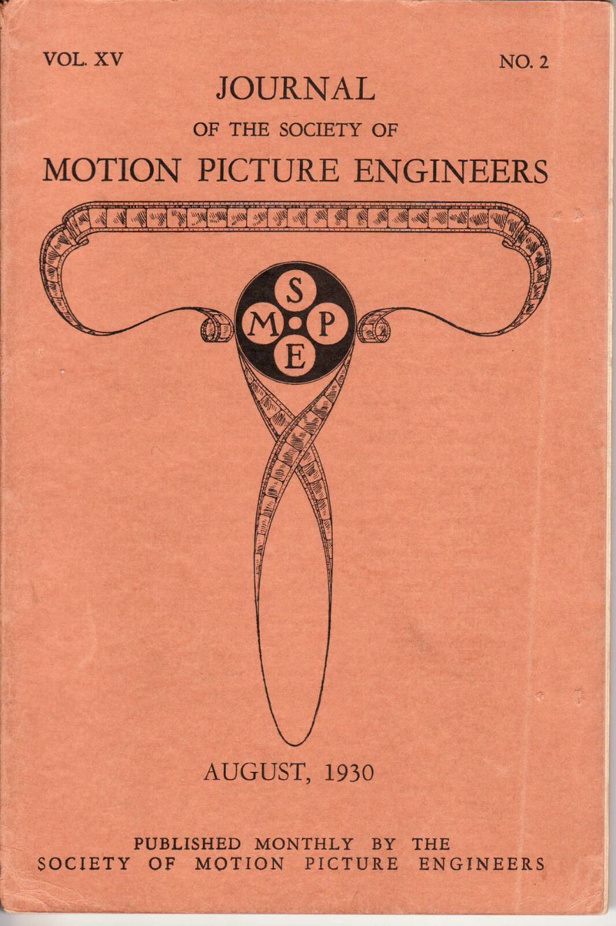 JOURNAL OF THE SOCIETY OF MOTION PICTURE ENGINEERS magazine side cover  August 1930