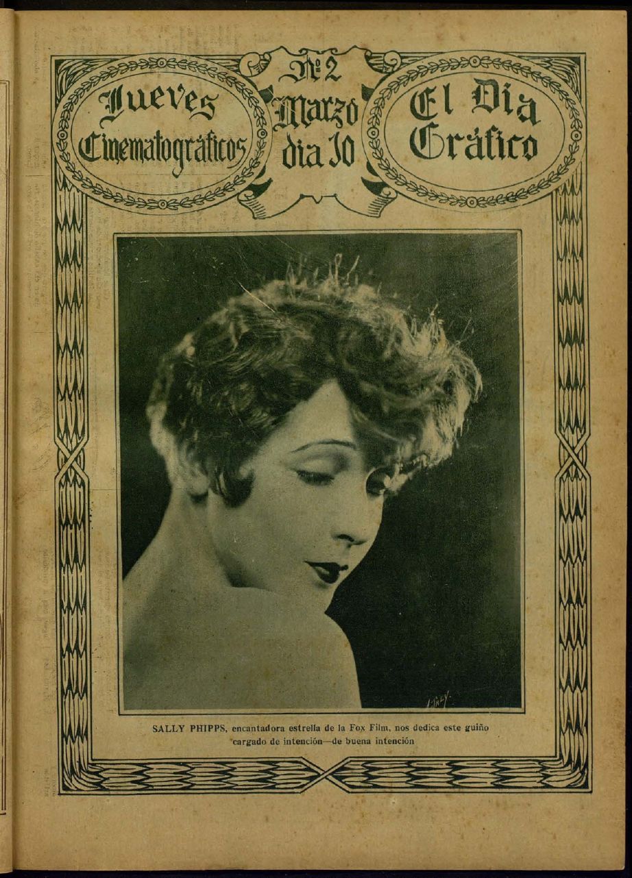 JUEVES CINEMATOGRAFICO magazine side cover Issue 2 10 March 1927