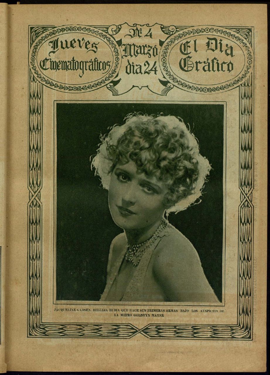JUEVES CINEMATOGRAFICO magazine side cover Issue 4 24 March 1927