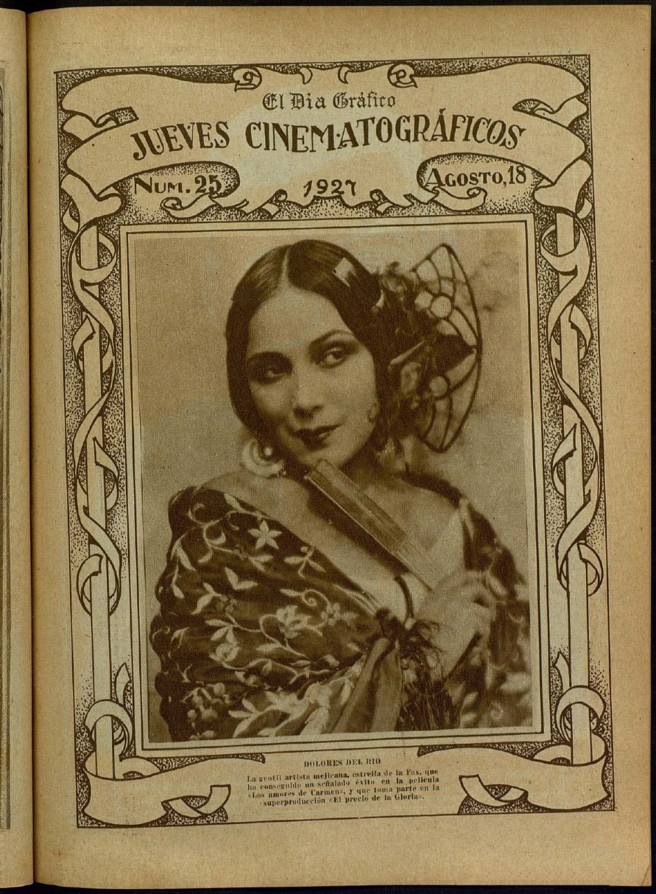 JUEVES CINEMATOGRAFICO magazine side cover Issue 25 18 August 1927