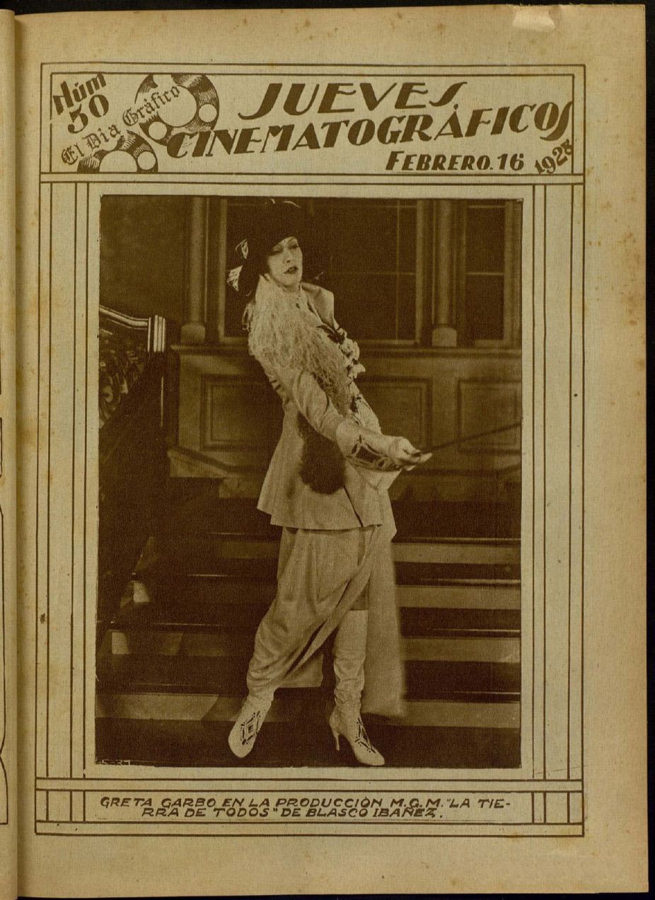 JUEVES CINEMATOGRAFICO magazine side cover Issue 50 16 February 1928
