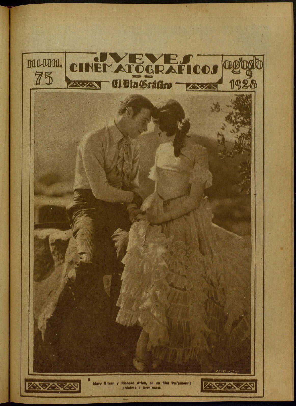 JUEVES CINEMATOGRAFICO magazine side cover Issue 75 9 August 1928