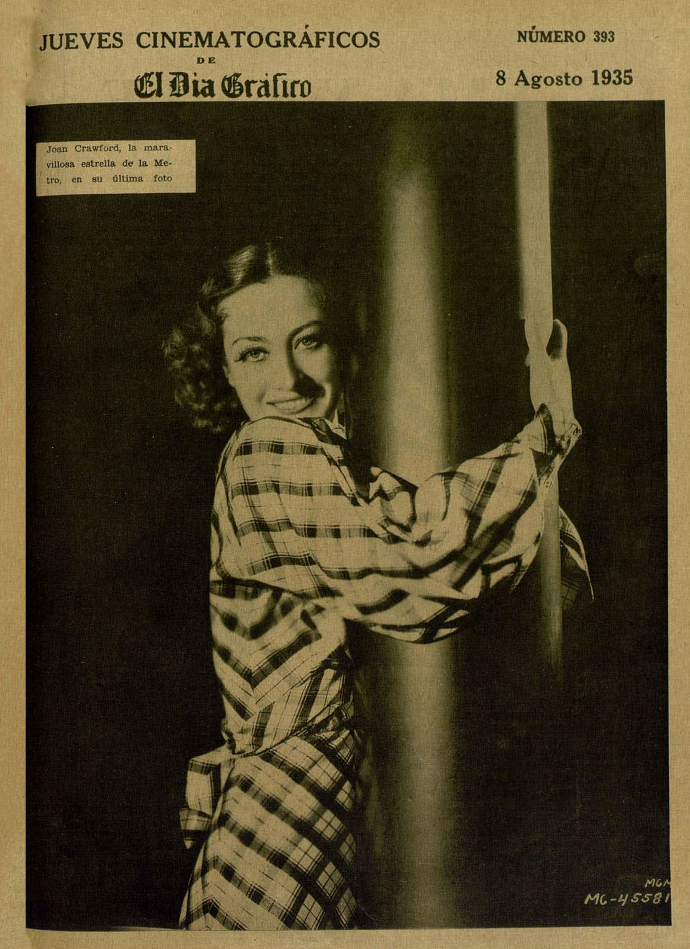 JUEVES CINEMATOGRAFICO magazine side cover Issue 393 8 August 1935