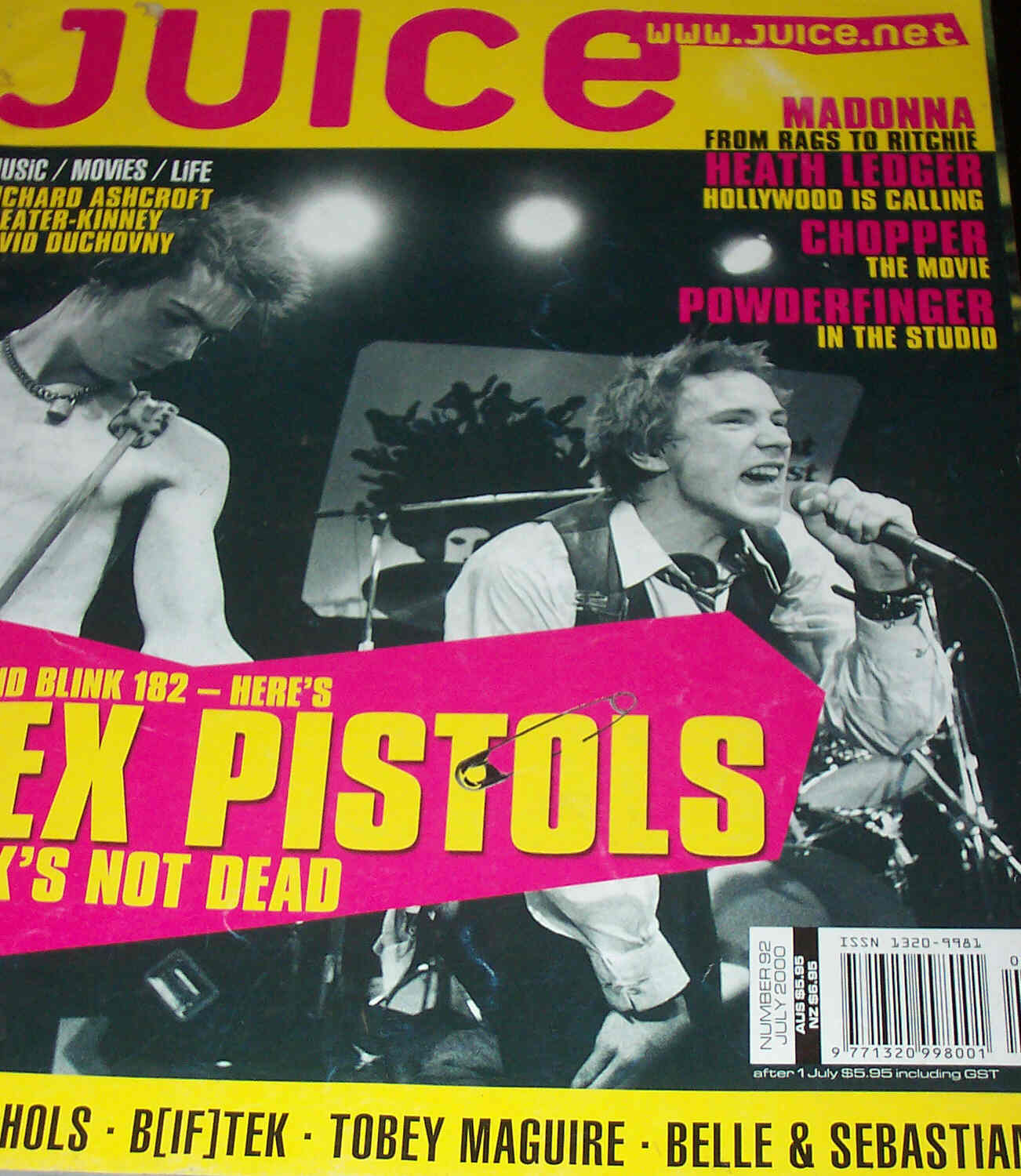 JUICE magazine side cover Issue 92 July 2000
