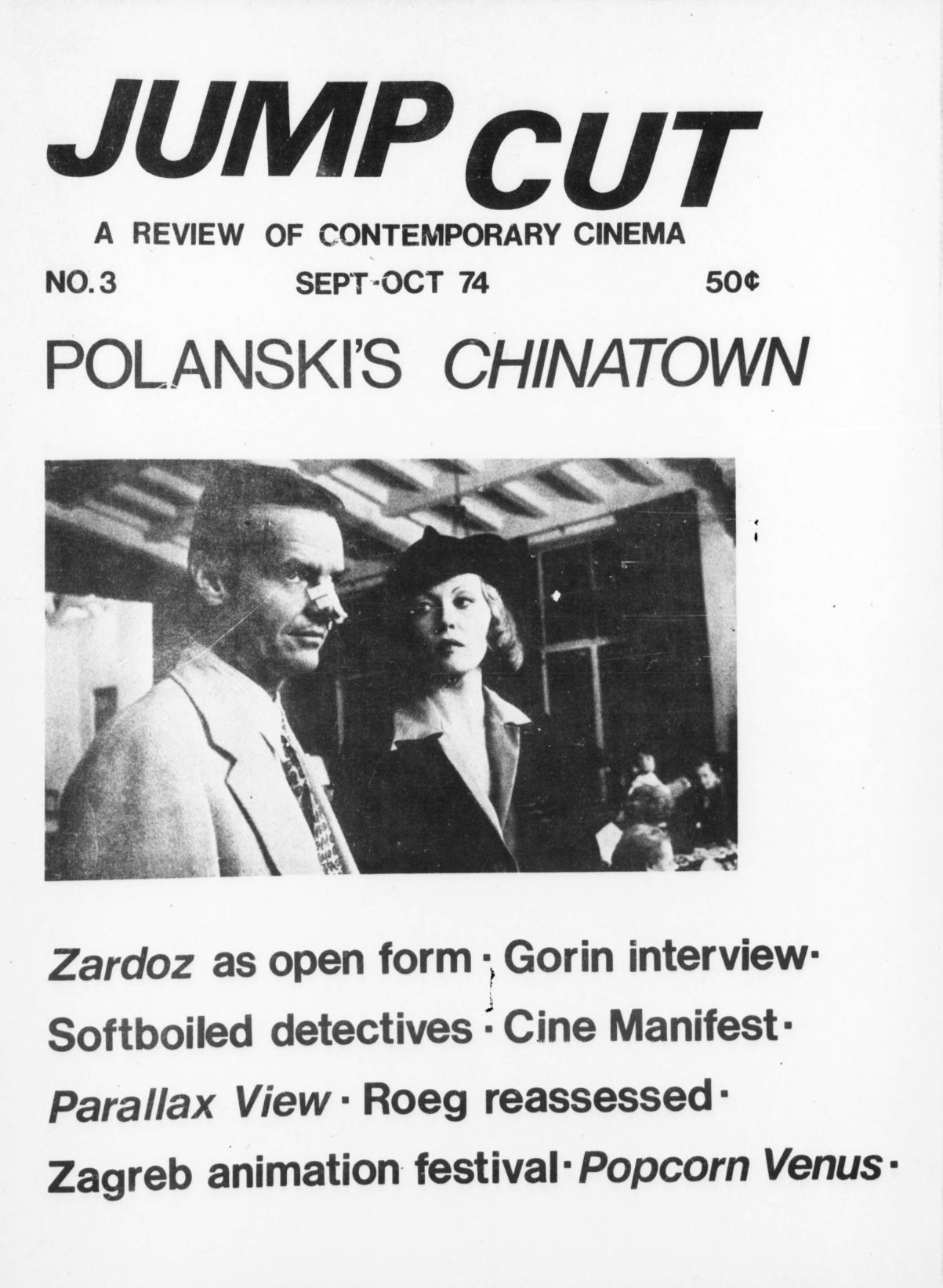 JUMP CUT magazine side cover Issue 3  September/October 1974