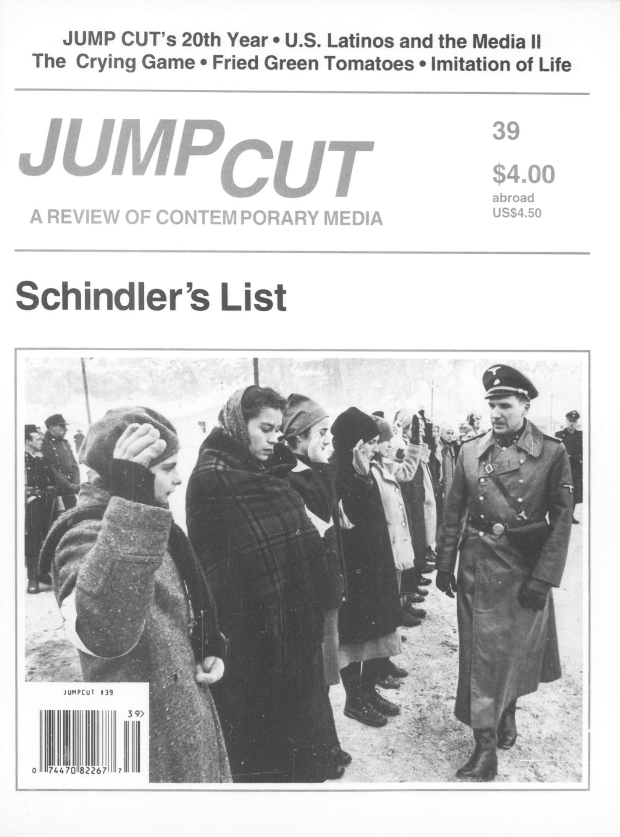 JUMP CUT magazine side cover Issue 39  June 1994