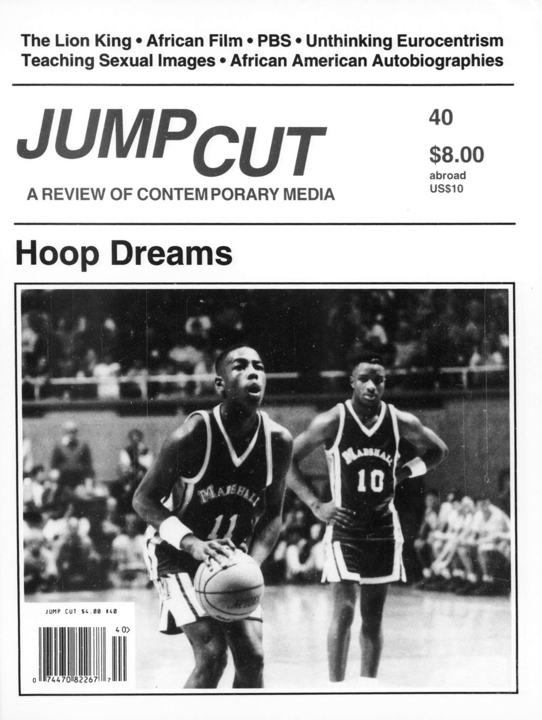 JUMP CUT magazine side cover Issue 40  March 1996