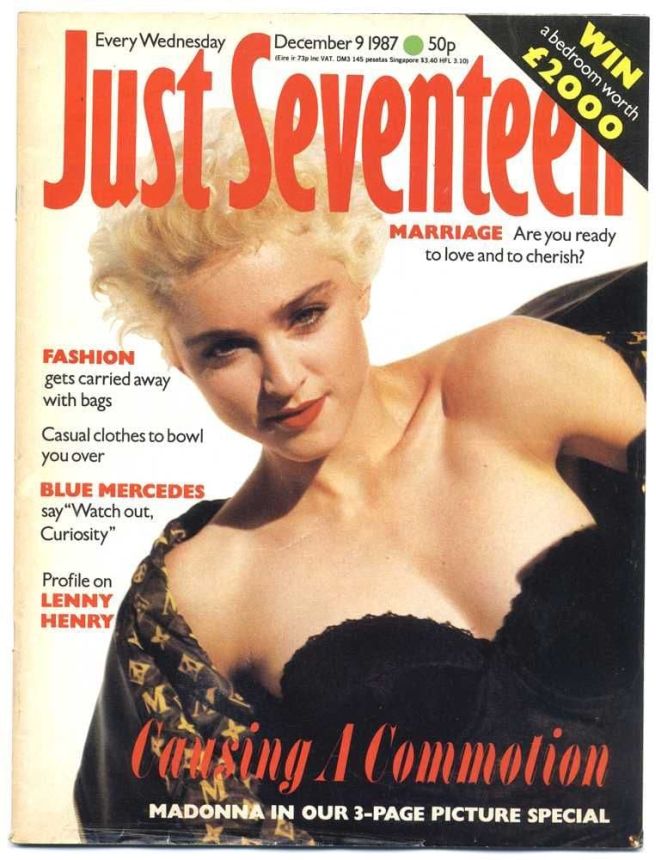 JUST SEVENTEEN magazine side cover 9 December 1987