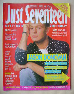 JUST SEVENTEEN magazine side cover 1 March 1989