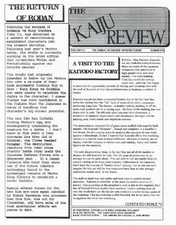 KAIJU REVIEW magazine side cover Issue 2 Summer 1993