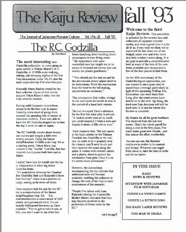 KAIJU REVIEW magazine side cover Issue 3 Fall 1993
