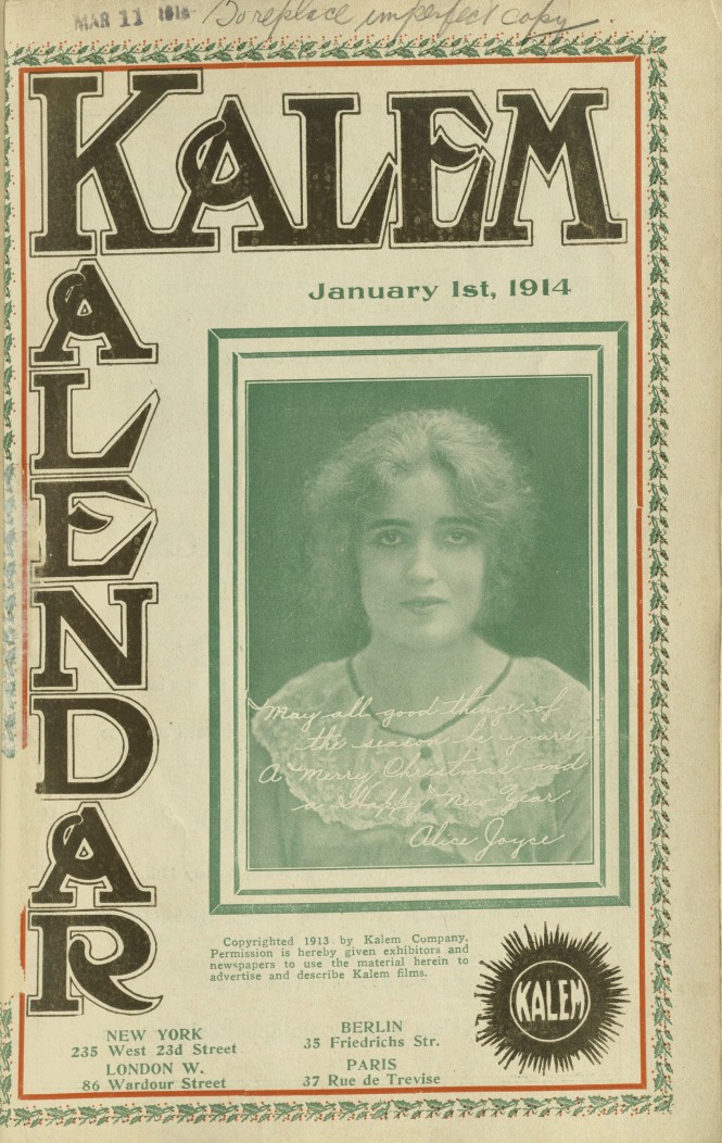 KALEM KALENDAR magazine side cover 1 January 1914