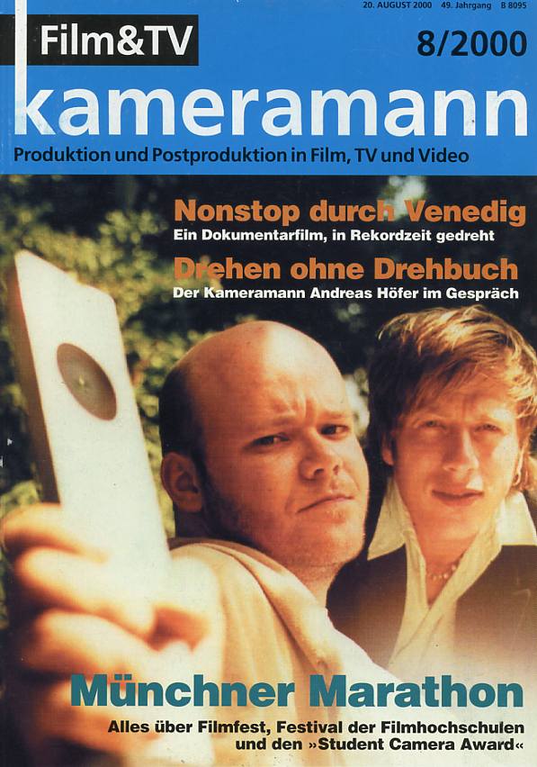 FILM TV KAMERAMANN magazine side cover Issue 8  2000