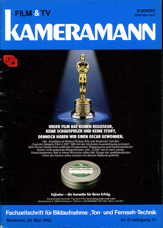 FILM TV KAMERAMANN magazine side cover Issue 5  1982