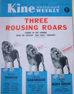 KINE WEEKLY magazine side cover Issue 2345 5 June 1952