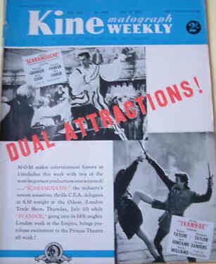 KINE WEEKLY magazine side cover Issue 2350 10 July 1952