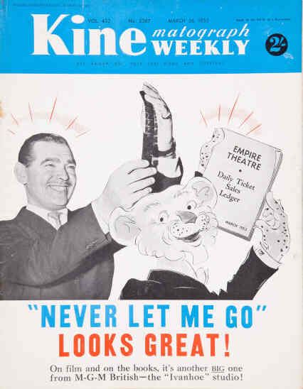 KINE WEEKLY magazine side cover Issue 2387 28 March 1953