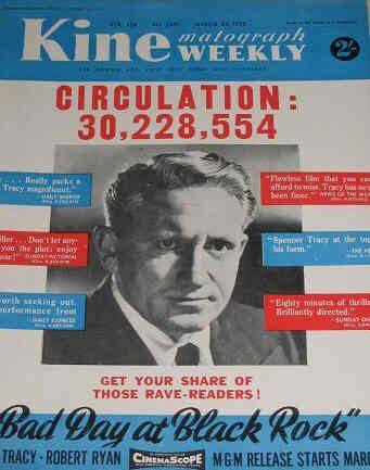 KINE WEEKLY magazine side cover 24 March 1955